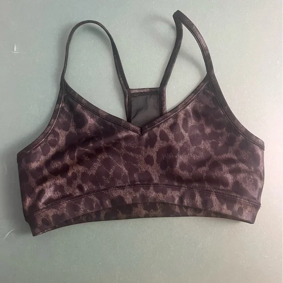 GOOD AMERICAN Gilded Leopard sports bra mesh back panel size small/1 - Picture 2 of 8